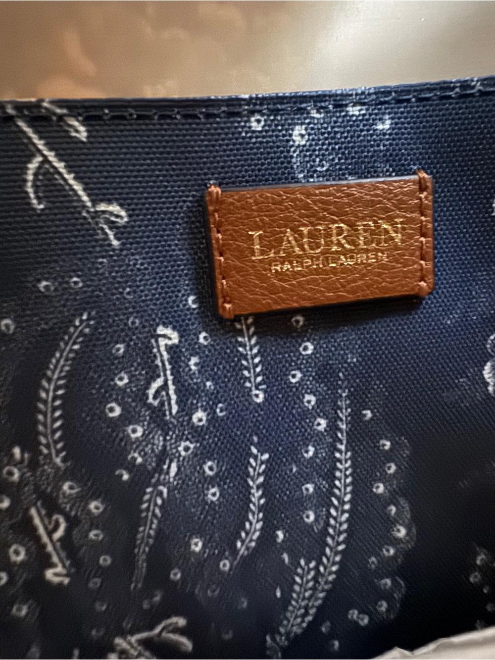 Women Ralph Lauren Blue Floral Medium Keaton Travel work office every day Tote - Picture 7 of 9